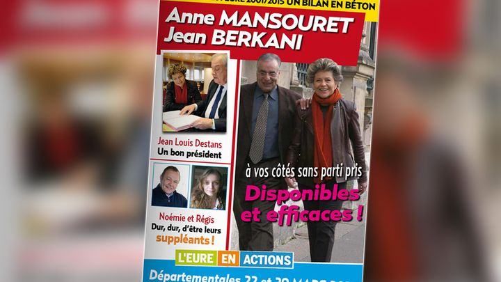 La profession de foi d'Anne Mansouret et Jean Berkani, candidats aux &eacute;lections d&eacute;partementales des 22 et 29 mars 2015 dans l'Eure. (ANNE MANSOURET, JEAN BERKANI / FRANCETV INFO)