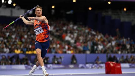 Le décathlonien néerlandais Sven Roosen au concours de javelot le 3 août 2024 au Stade de France (BEN STANSALL / AFP)