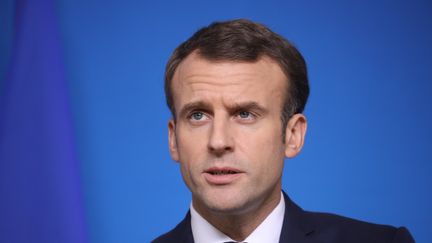 Emmanuel Macron lors d'une conférence de presse à Bruxelles (Belgique), le 14 décembre 2018. (LUDOVIC MARIN / AFP)