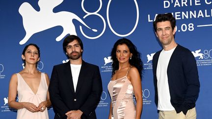 Zahra Amir, Ash Goldeh, Elham Erfani et Guy Nattiv pendant la Mostra de Venise, le 2 septembre 2024. (CLAUDIO ONORATI / EPA/ANSA)