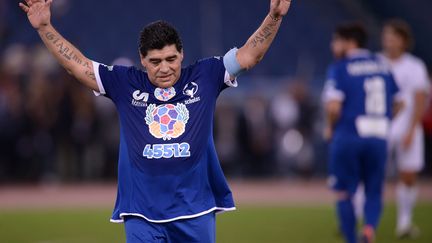 Diego Maradona, lors d'un "Match pour la Paix"  le 12 octobre dernier (FILIPPO MONTEFORTE / AFP)