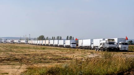 Le convoi humanitaire russe, le 13 ao&ucirc;t 2014 &agrave; Voronezh (Russie). (VLADIMIR BARYSHEV / AFP)