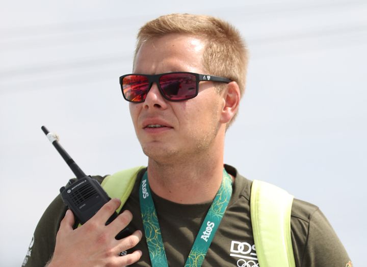 Stefan Henze, coach de l'équipe allemande de canoë, lors des séries des JO-2016, le 7 août 2016 à Rio de Janeiro (Brésil). (FRISO GENTSCH / DPA)