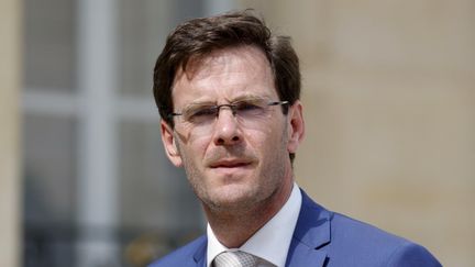 Le maire PS de Rouen (Seine-Maritime), Nicolas Mayer-Rossignol, à l'Elysée, le 4 juillet 2023. (LUDOVIC MARIN / AFP)