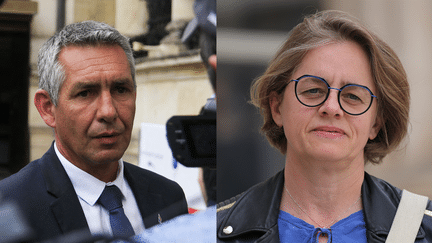 Portrait croisé de David Magnier, député RN de l'Oise, et de Céline Thiébault-Martinez, députée PS de Seine-et-Marne. (AFP)