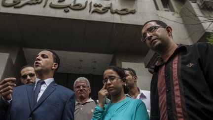 Mariam Malak devant le ministère de la Justice. (KHALED DESOUKI / AFP)