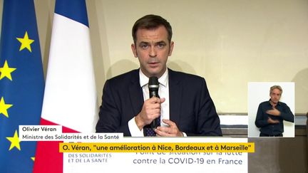 Olivier Véran, le ministre de la Santé, lors d'une conférence de presse, à Paris, le 1er octobre 2020. (FRANCEINFO)