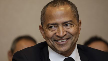 L'opposant congolais Moïse Katumbi au cours d'une conférence de presse le 12 septembre 2018, à Bruxelles. (Photo AFP/THIERRY ROGE / BELGA MAG)