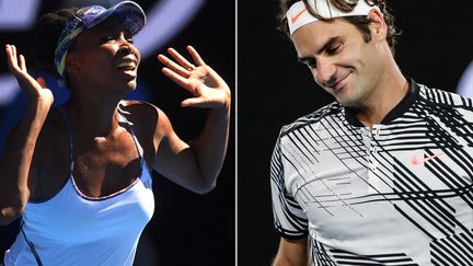 Venus Williams à gauche et Roger Federer à droite le 26 janvier 2017 (MAXPPP)