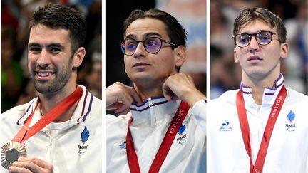 Laurent Chardard, Ugo Didier et Alex Portal se sont illustrés, mardi 3 septembre 2024, en ramenant trois médailles à la natation française lors des Jeux paralympiques de Paris 2024. (AFP / PHOTOPQR/OUEST FRANCE/MAXPPP)