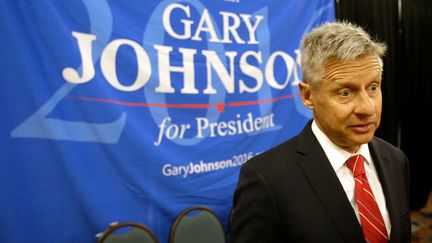 L'ancien gouverneur du Nouveau Mexique, Gary Johnson, candidat libertarien à la Maison Blanche, lors de la convention du parti à Orlando (Etats-Unis), le 27 mai 2016. (JOHN RAOUX / AP / SIPA)