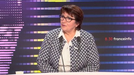 Christiane Lambert,&nbsp;présidente de la FNSEA (Fédération nationale des syndicats d'exploitants agricoles), sur franceinfo, mardi 20 décembre 2022. (FRANCEINFO / RADIOFRANCE)