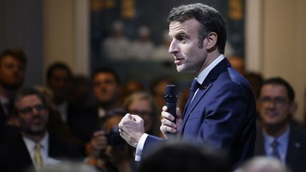 Emmanuel Macron à la Nouvelle Orléans (Etats-Unis), le 2 décembre 2022. (LUDOVIC MARIN / AFP)