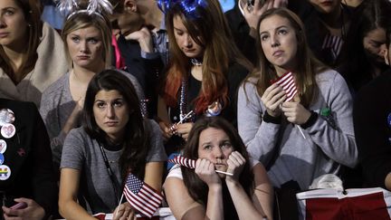 Les supporters de Hillary Clinton pendant la soirée électorale. (MATT ROURKE / AP / SIPA)