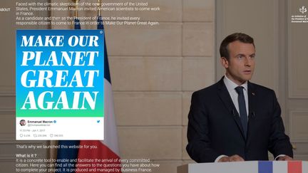 Capture d'écran du site internet Makeourplanetgreatagain.fr, lancé par l'Elysée pour promouvoir le projet d'Emmanuel Macron. (MAKEOURPLANETGREATAGAIN.FR)