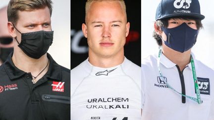 Mick Schumacher, Nikita Mazepin et Yuki Tsunoda (de gauche à droite), les trois rookies de la saison 2021 de Formule 1. 