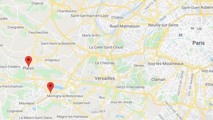 Trappes et Plaisir dans les Yvelines. (GOOGLE MAPS)