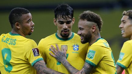 Neymar, buteur et passeur avec le Brésil lors d'un match comptant pour les éliminatoires de la Coupe du monde 2022 face à l'Équateur, le 4 juin 2021. (SILVIO AVILA / AFP)