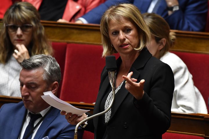 Brigitte Bourguignon lors d'une séance de questions au gouvernement, le 22 mai 2018, à l'Assemblée nationale, à Paris. (GERARD JULIEN / AFP)