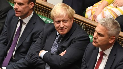 Le Premier ministre britannique Boris Johnson à la Chambre des communes, le 19 octore 2019 à Londres (Royaume-Uni).&nbsp; (JESSICA TAYLOR / UK PARLIAMENT / AFP)