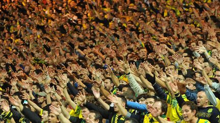 Les supporters nantais lors du match Nantes-Lille, le 25 octobre 2013 &agrave; Nantes (Loire-Atlantique).&nbsp; (PASCAL ALLEE / HOT SPORTS)