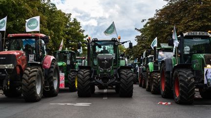 Manifestation d'agriculteurs &agrave; Paris, le 3 septembre 2015.&nbsp; (CITIZENSIDE / SAMUEL BOIVIN )