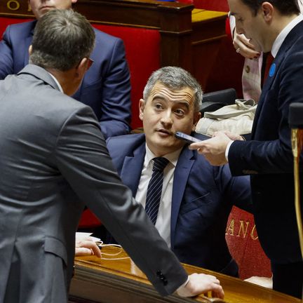 The Minister of the Interior, Gérald Darmanin, during the examination in public session of the bill on immigration, at the National Assembly, December 11, 2023. (LUDOVIC MARIN / AFP)