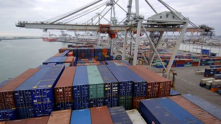 Container ship in the port of Le Havre.  (illustrative photo) (MYCHELE DANIAU / AFP)