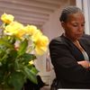 Christiane Taubira lors de ses vœux à la presse le 16 janvier 2002, à Paris. (LUDOVIC / REA)