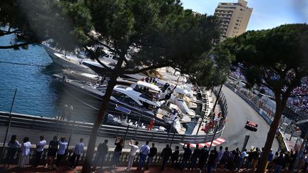 Carlos Sainz Jr dans l'un des nombreux virages iconiques du GP de Monaco, le 23 mai 2021.&nbsp; (ANDREJ ISAKOVIC / AFP)