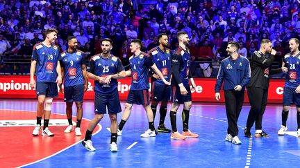 Les Bleus après leur victoire contre le Brésil lors du Tournoi de France, à Nantes, le 6 janvier 2024. (MARC ROGER / MAXPPP)