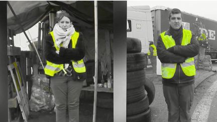 Sur le rond-point de Hirson, dans l'Aisne, deux "gilets jaunes" nous racontent comment ils peinent à boucler leurs fins de mois. (FRANCE 2)