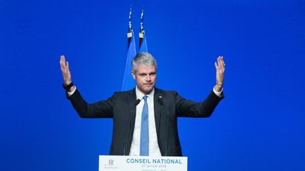 Le président des Républicains, Laurent Wauquiez, lors du conseil national du parti, le 27 janvier 2018 à Paris.&nbsp; (SERGE TENANI / CROWDSPARK / AFP)