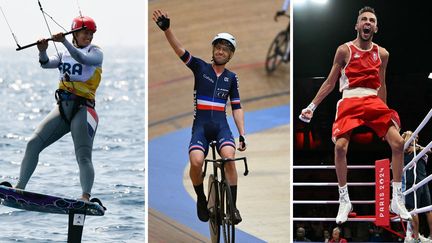 Lauriane Nolot (gauche), Benjamin Thomas (centre) et Billal Bennama (droite) viseront un podium le 8 août 2024 aux Jeux olympiques de Paris. (AFP)