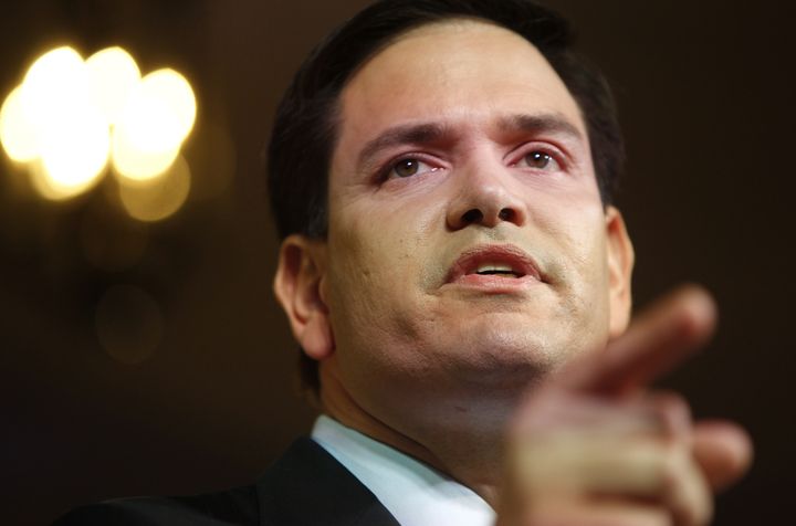 Marco Rubio lors de son discours annon&ccedil;ant sa candidature &agrave; Miami (Floride), le 13 avril 2015. (CARLO ALLEGRI / REUTERS)