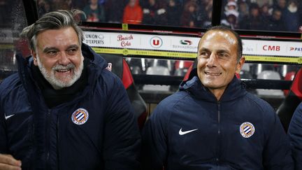 Michel Der Zakarian et Laurent Nicollin, ici en 2018, se retrouvent de nouveau unis à Montpellier. (CHARLY TRIBALLEAU / AFP)
