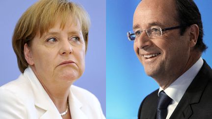 La chanceli&egrave;re allemande, Angela Merkel, et le pr&eacute;sident de la R&eacute;publique fran&ccedil;aise, Fran&ccedil;ois Hollande. (AFP / FTVI)