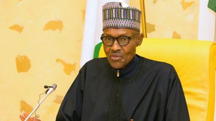 Le président Muhammadu Buhari lors d'une de ses très rares apparitions publiques en 2017. Ici en mars. (SUNDAY AGHAEZE / AFP)