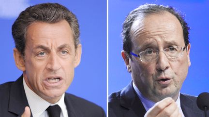Nicolas Sarkozy et Fran&ccedil;ois Hollande restent les favoris des sondages. (PIERRE VERDY / ERIC FEFERBERG / AFP)