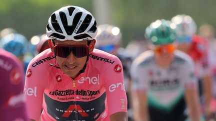 Egan Bernal, le 6 novembre 2021, à Dubai sur le Giro d'Italia Criterium. (GIUSEPPE CACACE / AFP)