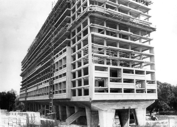 Chantier de l'"Unité d'habitation", baptisée Cité radieuse à Marseille, 1947
 (AFP)