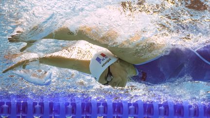 La nageuse française Mélanie Henique lors de la finale du 50 mètres papillon des Championnats du monde de natation, à Budapest, le 24 juin 2022 (FRANCOIS-XAVIER MARIT / AFP)