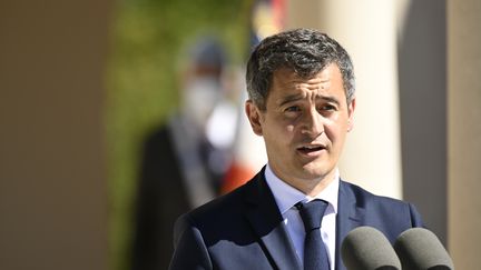 Le ministre de l'Intérieur, Gérald Darmanin, lors d'une cérémonie de commémoration de la Première Guerre mondiale, le 29 juillet 2020.&nbsp; (JEAN-CHRISTOPHE VERHAEGEN / AFP)