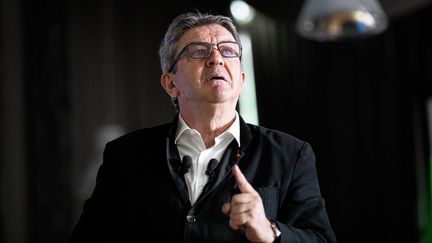 Jean-Luc Mélenchon, lors du discours de clôture de l'assemblée représentative de la France insoumise, le 23 juin 2019 à Paris. (CHRISTOPHE MORIN / MAXPPP)