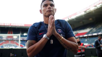 Thiago Silva ému lors de ses adieux au Parc des Princes (BENOIT TESSIER / X07241)