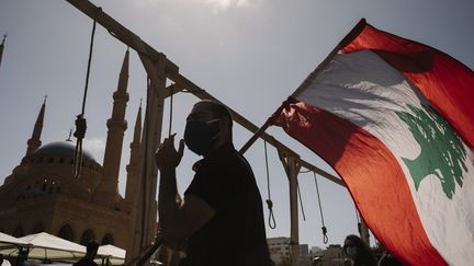 Manifestations sur la place des Martyrs et devant le Parlement au Liban, en août 2020. (ARNAUD DUMONTIER / MAXPPP)