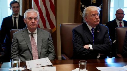 Le secrétaire d'Etat américain, Rex Tillerson, et le président des Etats-Unis, Donald Trump, lors d'une réunion à la Maison Blanche, le 20 novembre 2017.&nbsp;&nbsp; (KEVIN LAMARQUE / REUTERS)