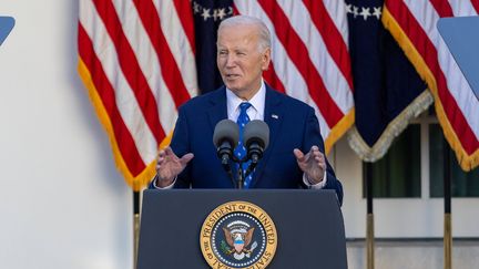 Le président américain Joe Biden lors d'une conférence de presse à la Maison Blanche à Washington (Etats-Unis), le 26 novembre 2024. (CHINE NOUVELLE/ SIPA)