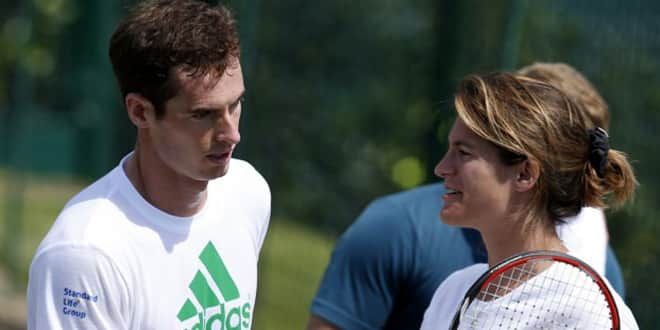 Andy Murray et Amélie Mauresmo à l'entraînement