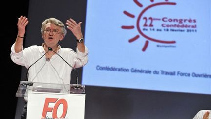 Jean-Claude Mailly, au 22e congrès de Force Ouvrière à Montpellier (18 février2011) (AFP / Sylvain Thomas)